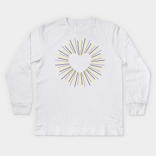 Nonbinary Pride Radial Heart Kids Long Sleeve T-Shirt